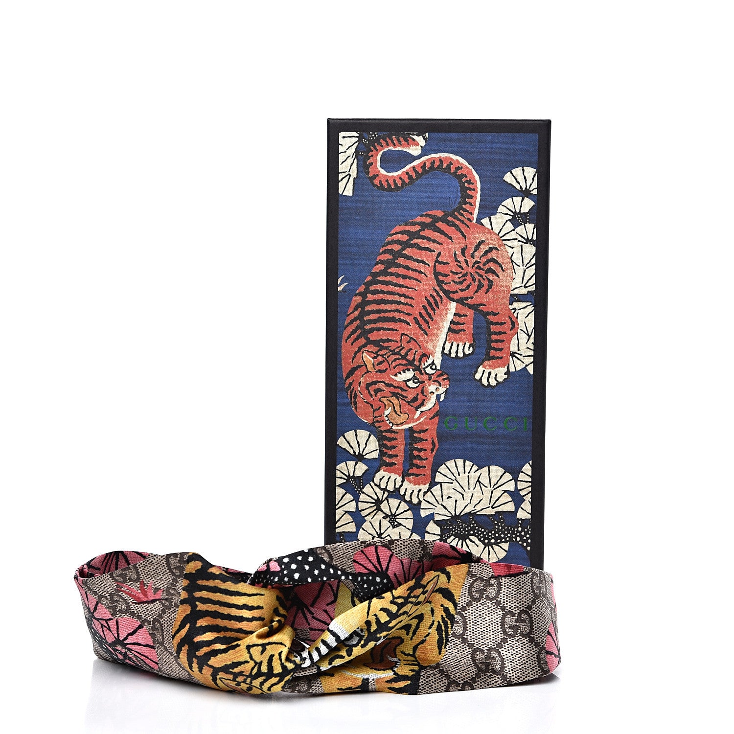Gucci Silk Monogram Bengal Tiger Print Duchesse Headband M Pink 5 of 5