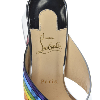 Christian Louboutin Metallic Calfskin Rainbow Arkenmule 55 Slide Sandals 38 Silver Multicolor 6 of 10