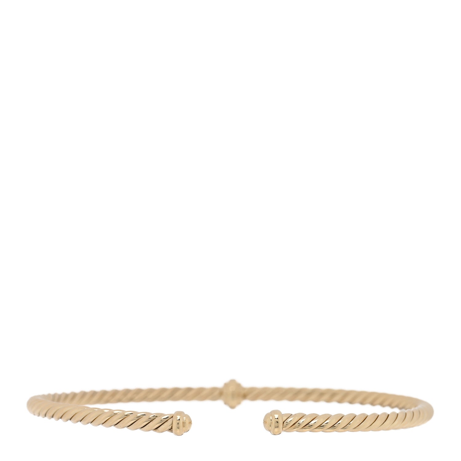 David Yurman 18K Yellow Gold Diamond 3mm Cablespira Single Station Bracelet 2 of 3
