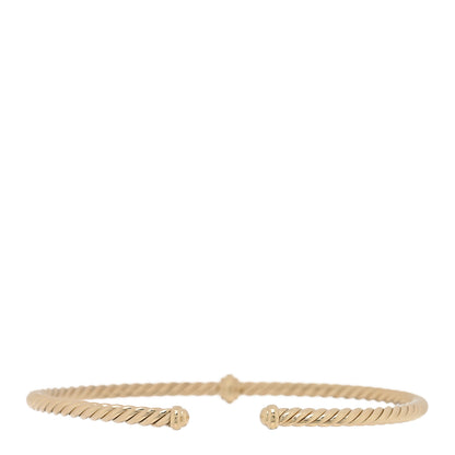 David Yurman 18K Yellow Gold Diamond 3mm Cablespira Single Station Bracelet 2 of 3
