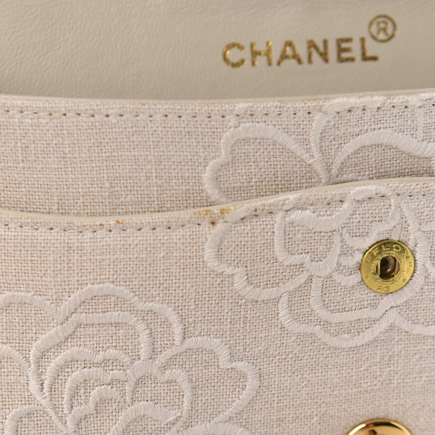 Chanel Canvas Camellia Small Double Flap Ivory 9 of 13