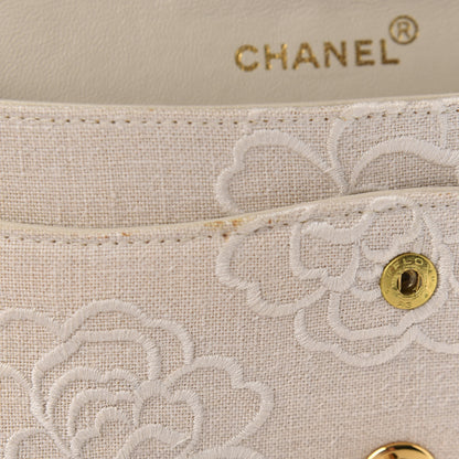 Chanel Canvas Camellia Small Double Flap Ivory 9 of 13