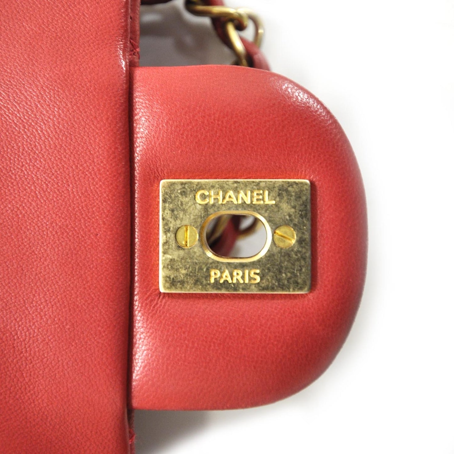 Lambskin Quilted Cruise Charm Medium Flap Red