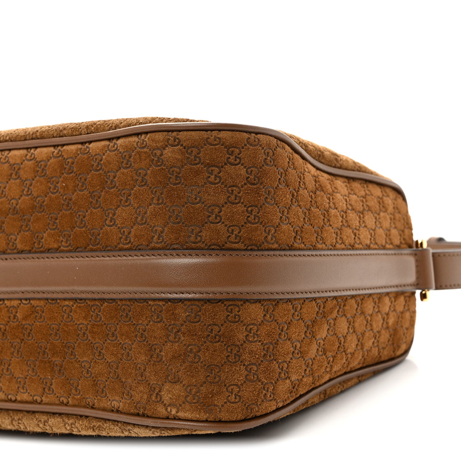Gucci Suede GG Monogram Half Horsebit Medium Shoulder Bag Brown 10 of 10