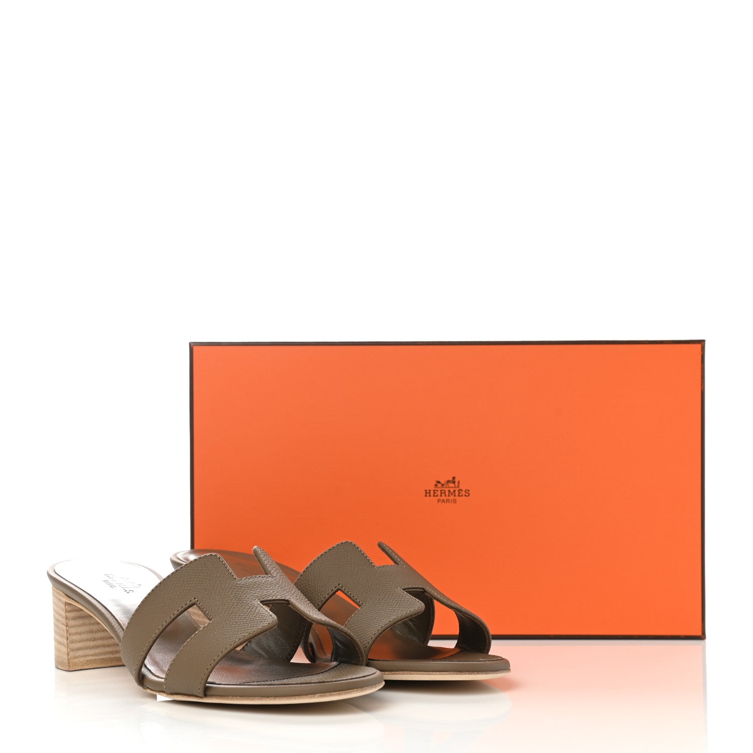 Hermes Epsom Oasis Sandals 38.5 Etoupe 9 of 9