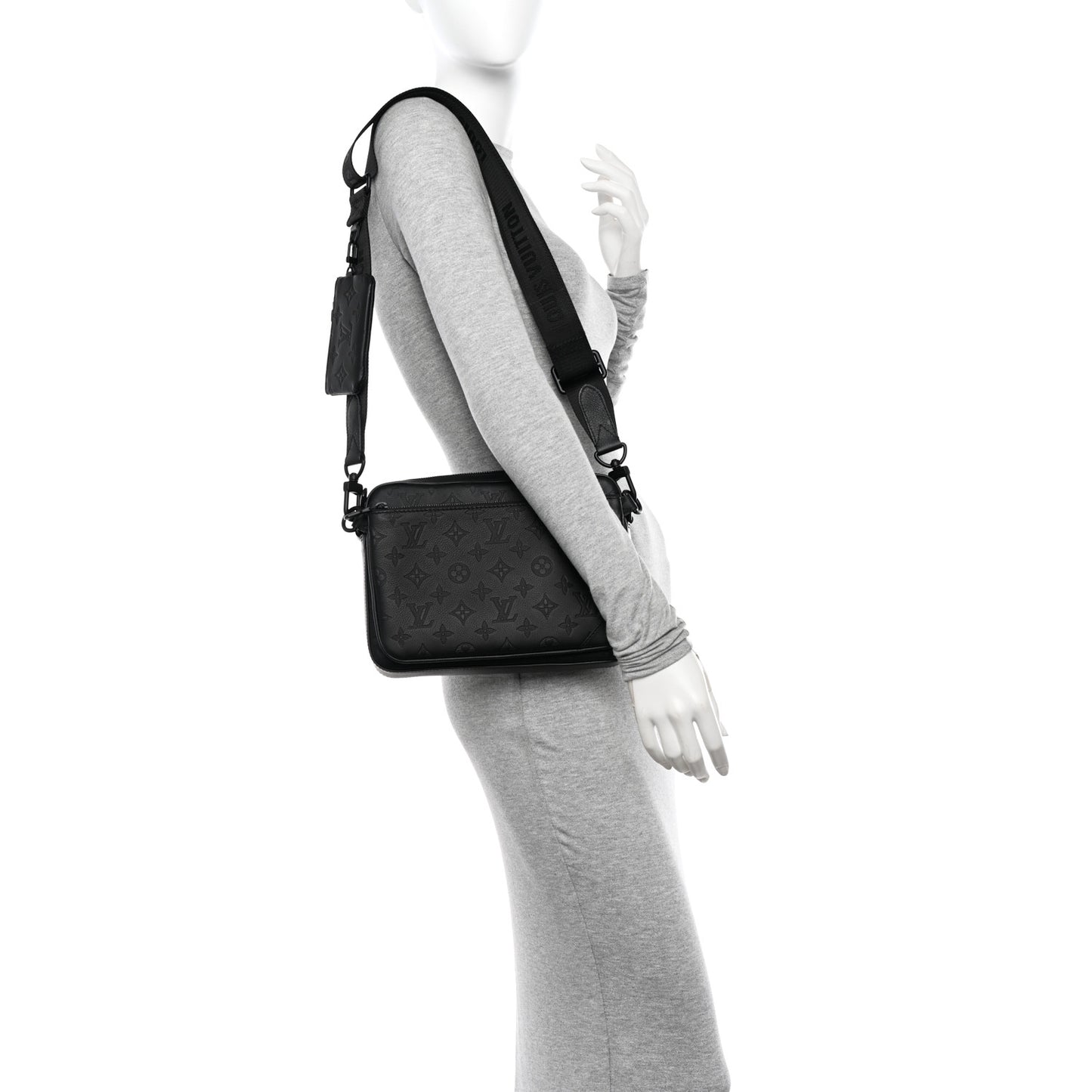 Calfskin Monogram Shadow Trio Messenger Black