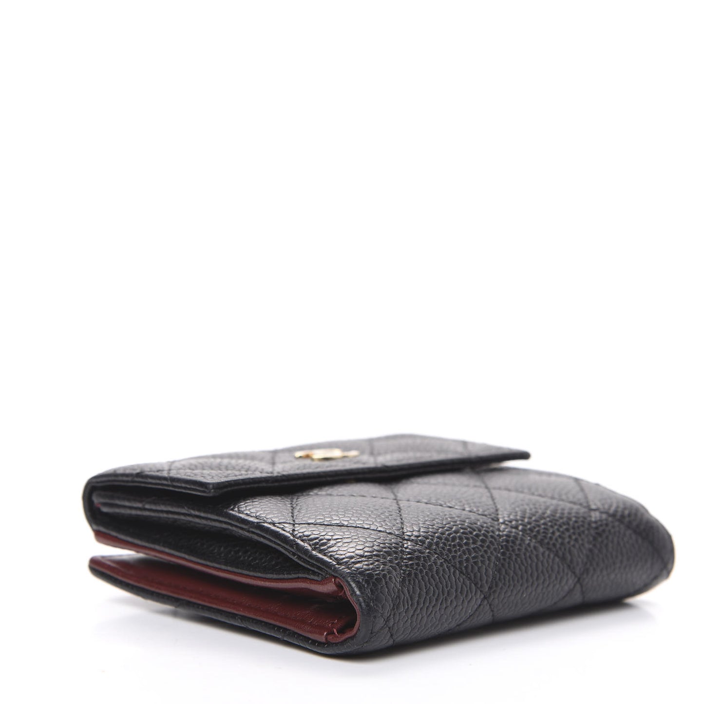 Caviar Quilted Compact Flap Wallet Black