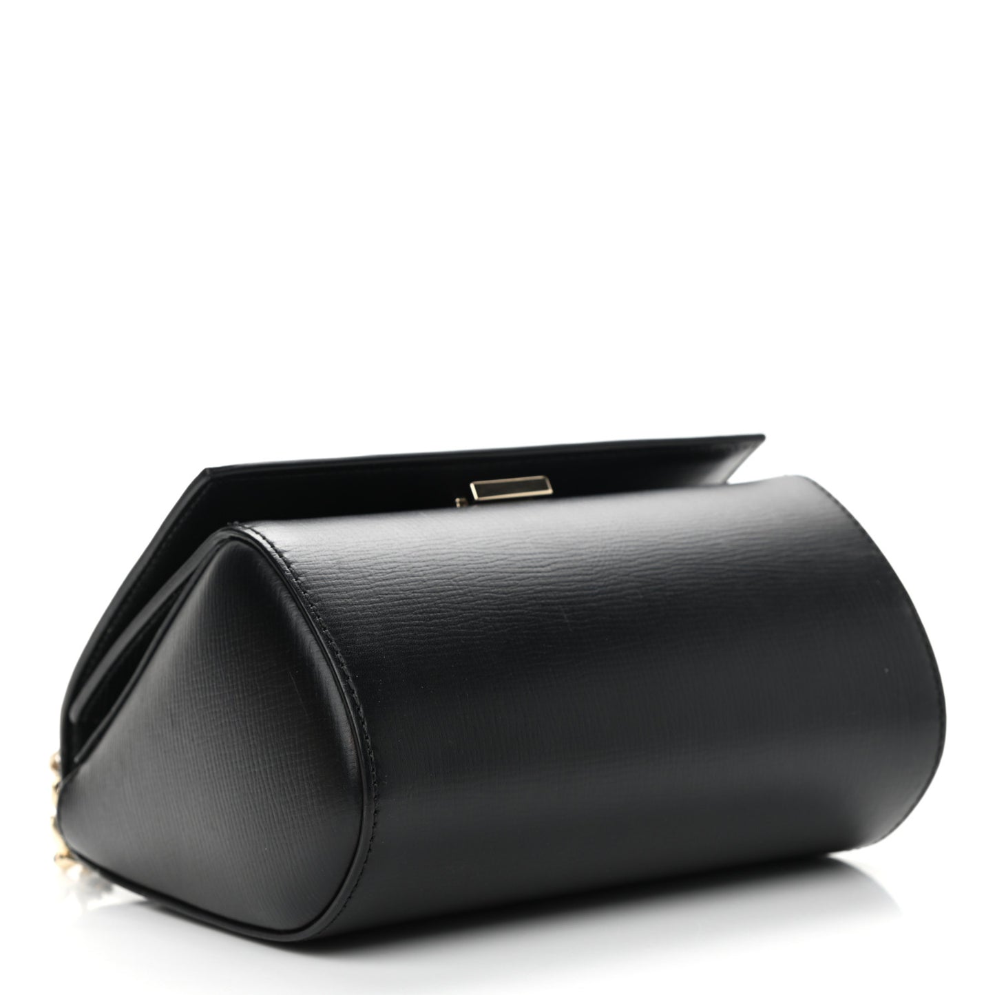 Textured Calfskin Mini Pandora Box Chain Crossbody Bag Black