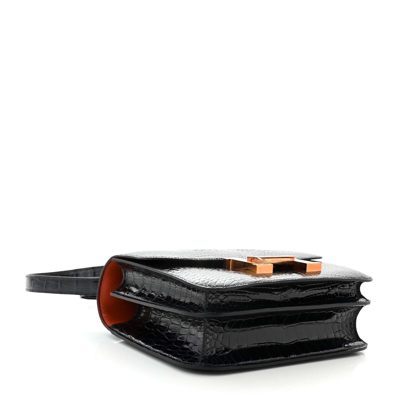 Hermes Shiny Alligator Verso Constance 24 Bleu Marine Cuivre 4 of 11