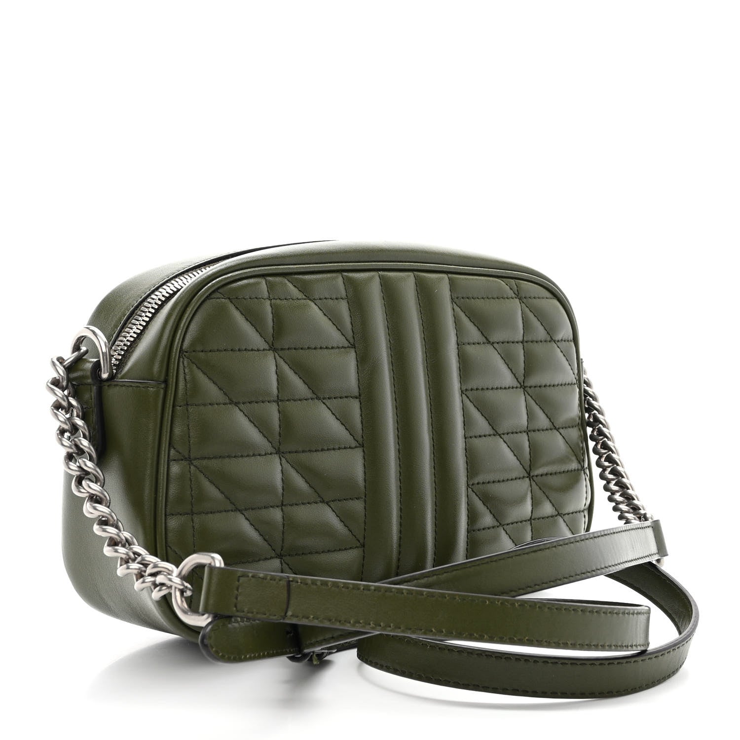 Gucci Calfskin Matelasse Aria Small GG Marmont Chain Shoulder Bag Military Wood 3 of 10