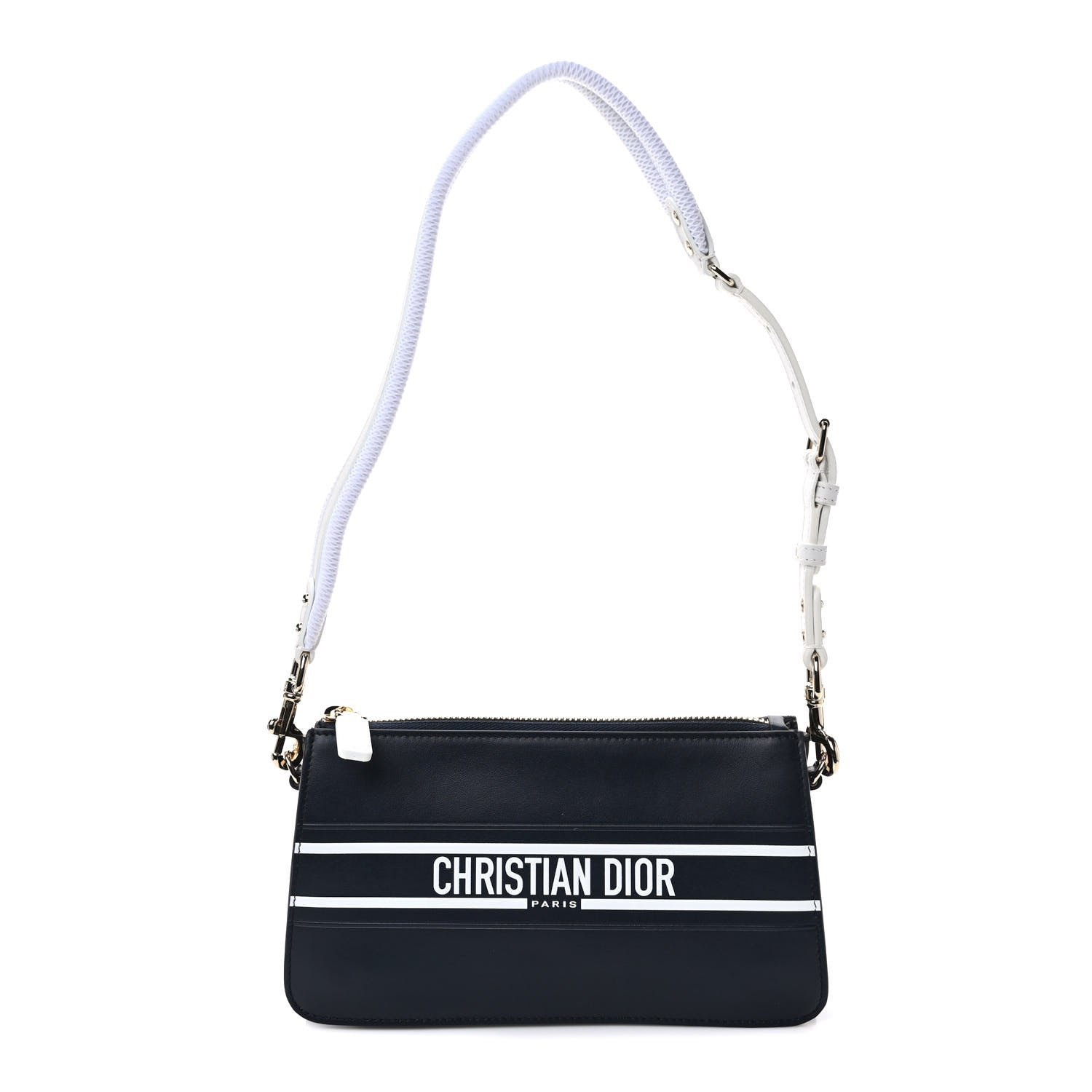 Christian Dior Calfskin Vibe Zip Pouch Blue White 1 of 10