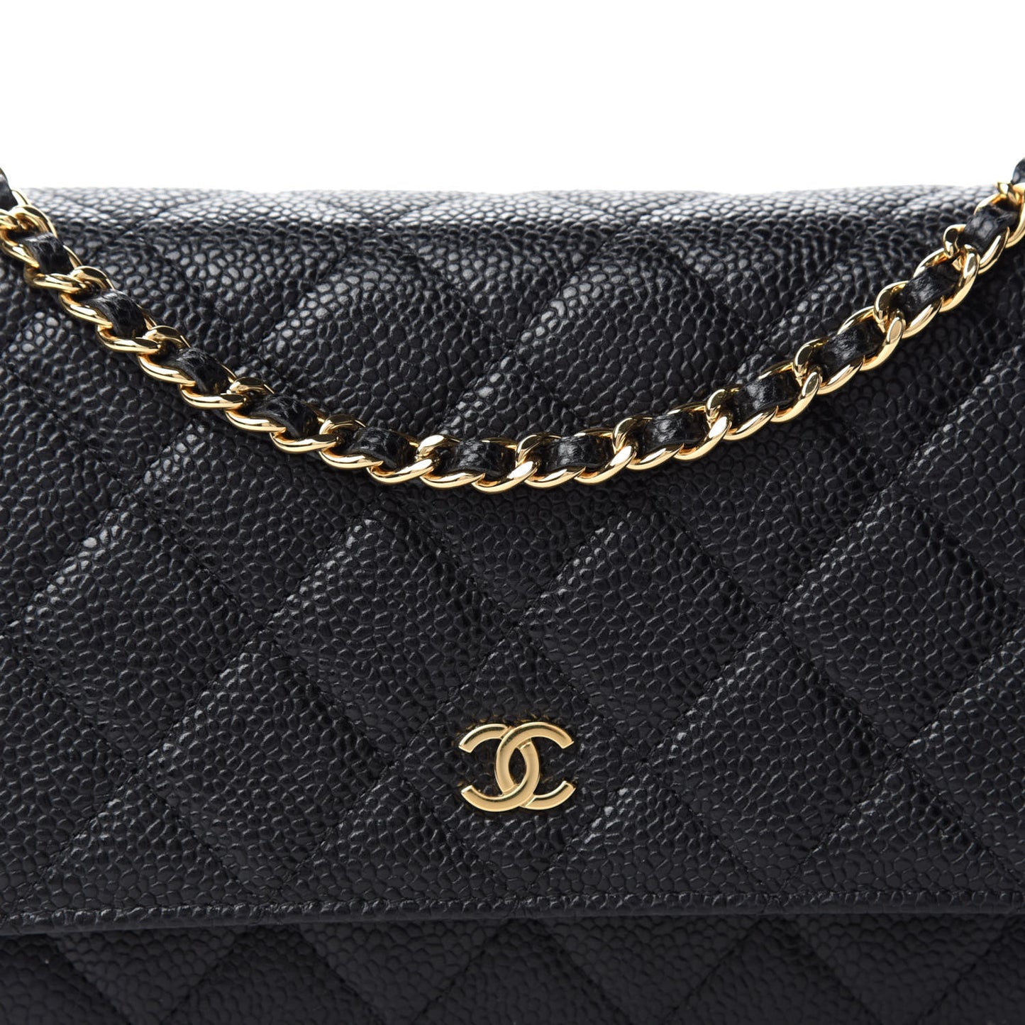 Caviar Quilted Wallet On Chain WOC Black