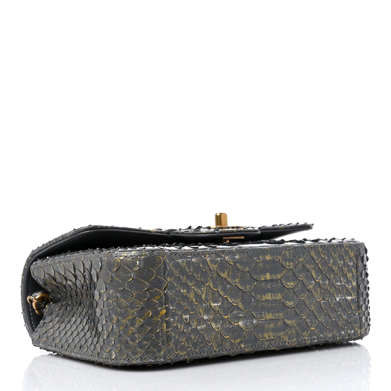 Chanel Snakeskin Mini Rectangular Flap Grey Gold 4 of 9