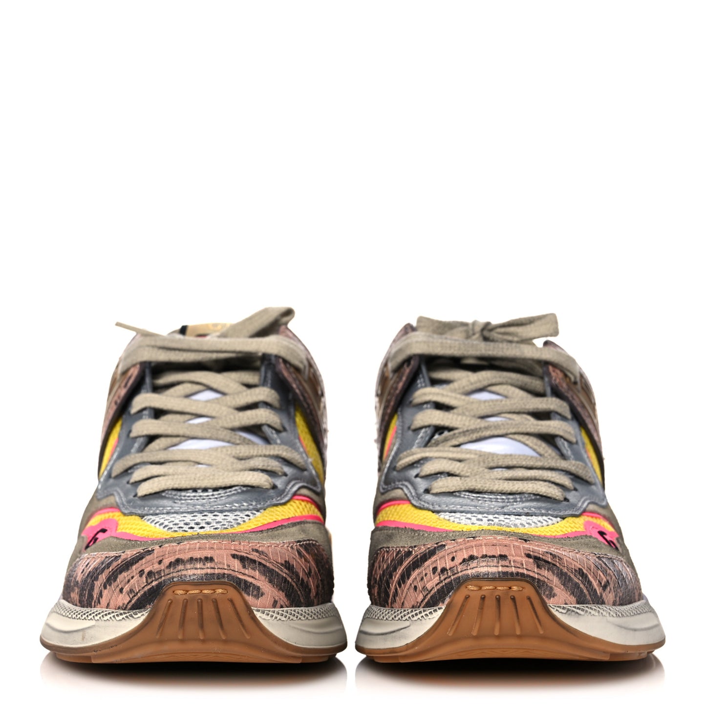 Suede Calfskin Tejus Printed Womens Ultrapace Sneakers 37 Pink Silver Oatmeal Yolk