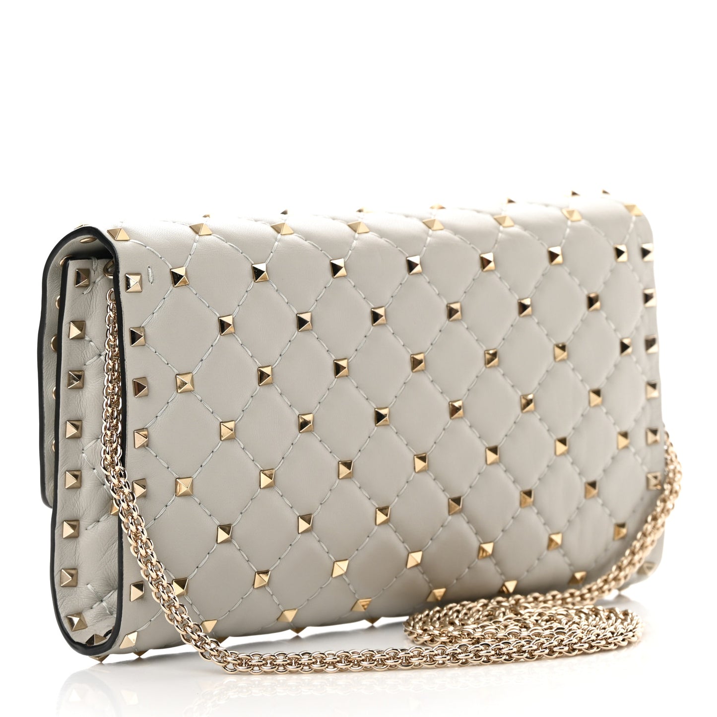 Nappa Rockstud Spike Wallet On Chain Opal Grey