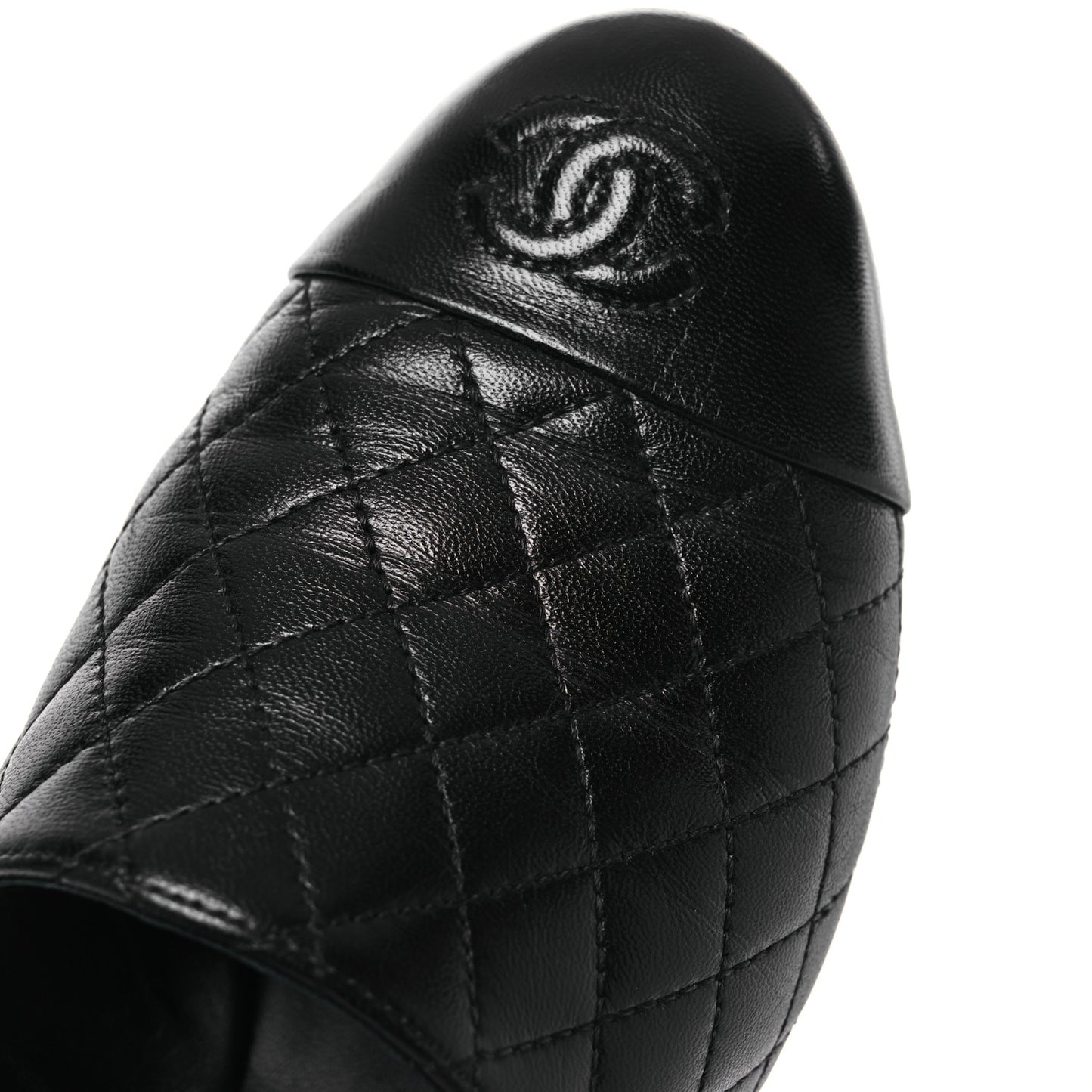 Lambskin Quilted Elastic CC Loafers 37.5 Black