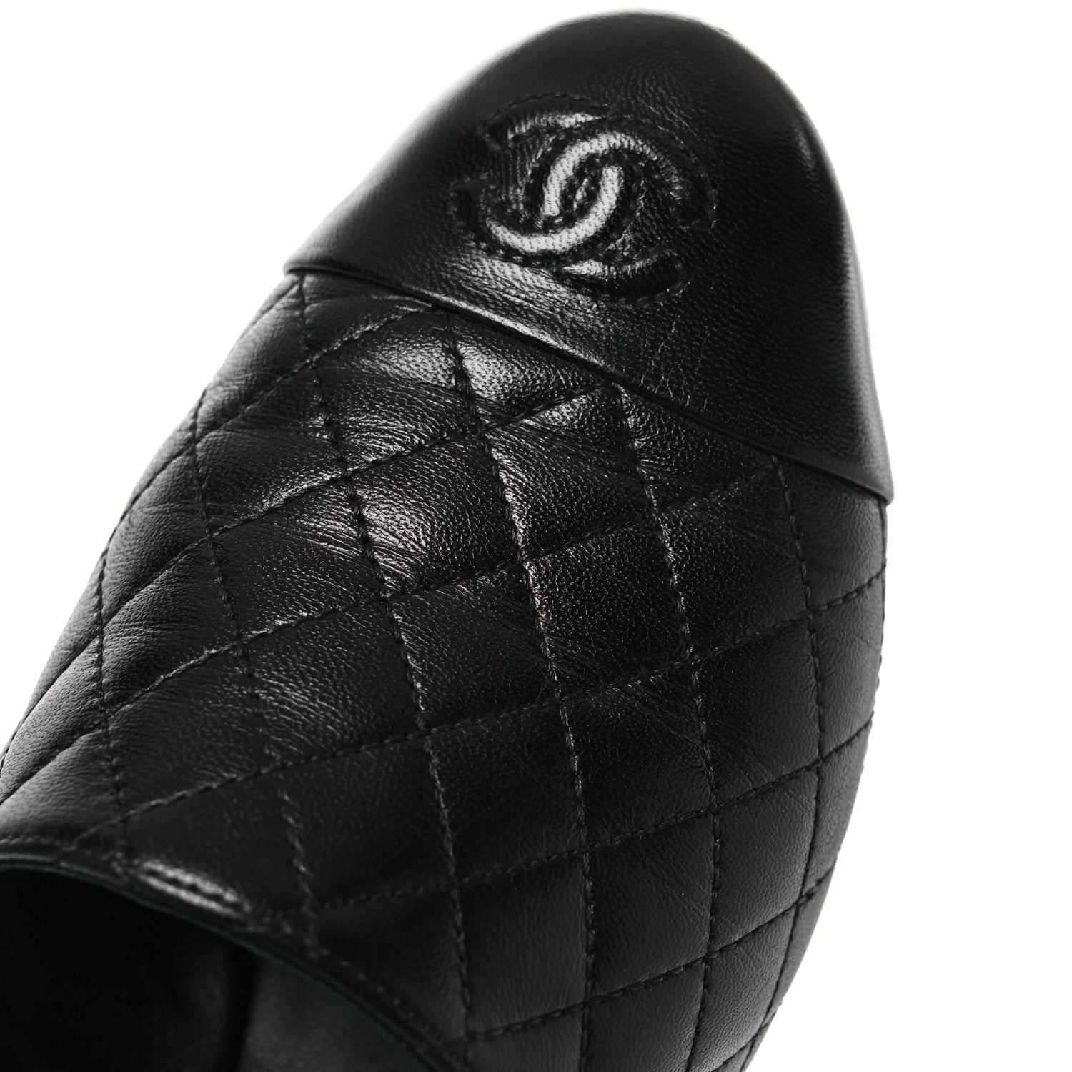 Chanel Lambskin Quilted Elastic CC Loafers 37.5 Black 10 of 13