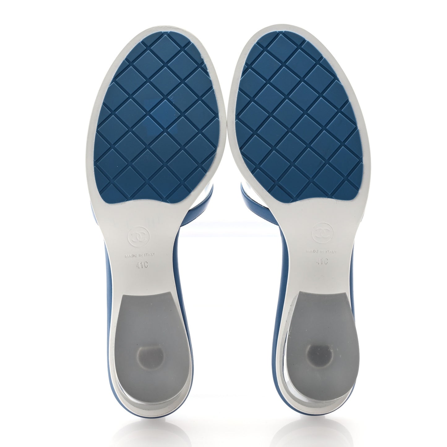 Lambskin PVC Logo Mule 41 Transparent Blue