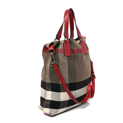 Burberry Canvas Mega Check Medium Tottenham Brit Tote Cadmium Red 3 of 13