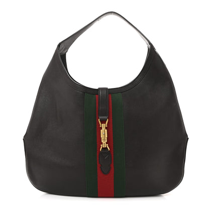 Gucci Soft Grained Calfskin Web Large Jackie Hobo Dark Brown 1 of 16