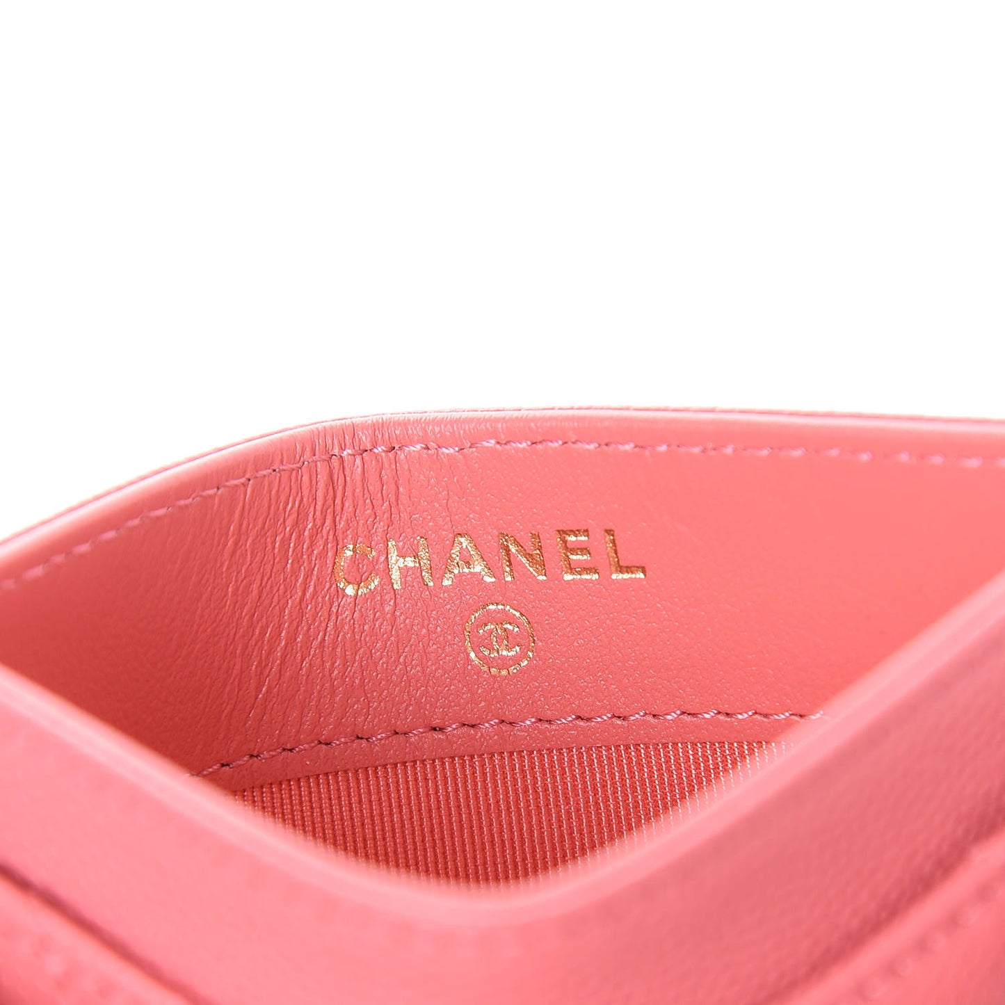 Shiny Caviar Quilted Card Holder Pink