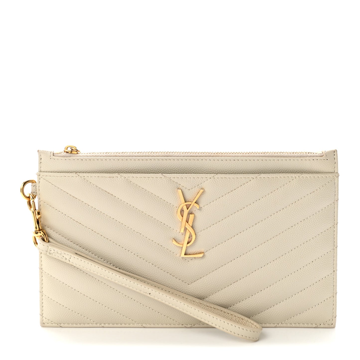 Grain De Poudre Chevron Monogram Bill Pouch Crema Soft