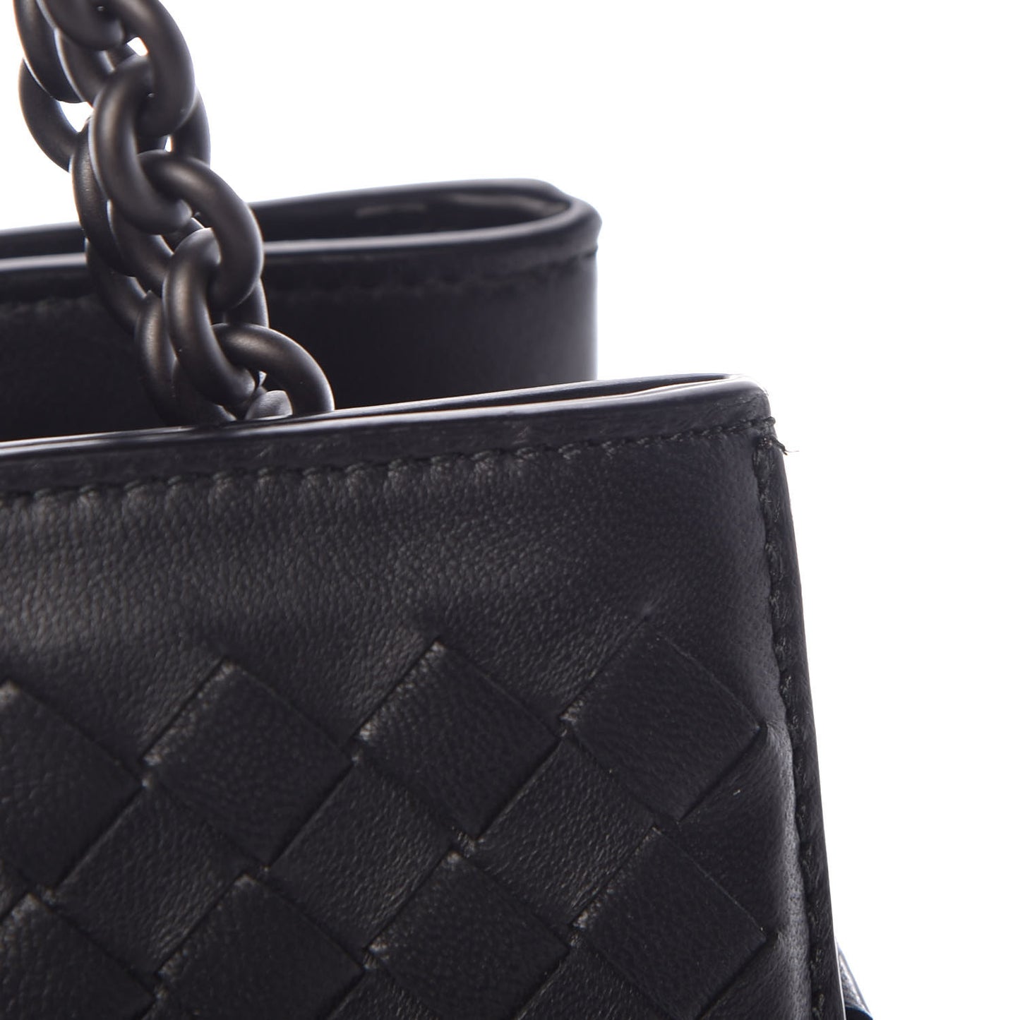 Nappa Intrecciato Chain Shoulder Bag Black