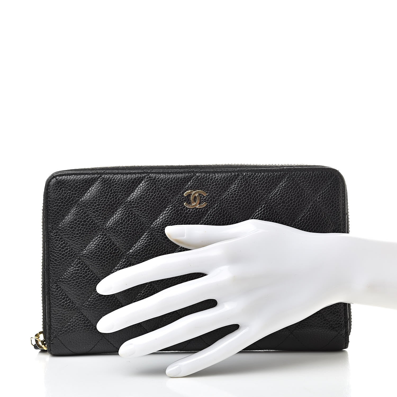 Chanel Caviar Quilted Large Zip Around Organizer Wallet Black 2 of 15