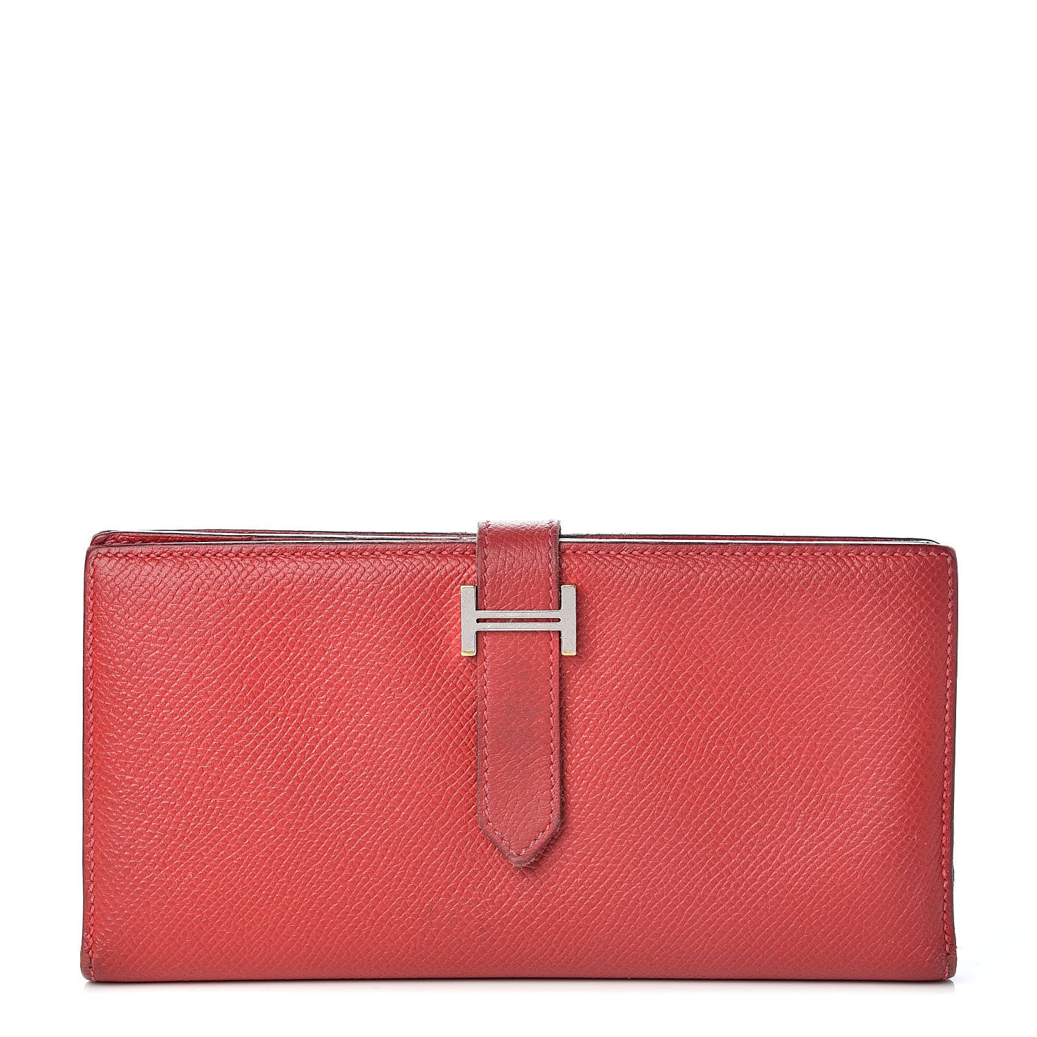 Hermes Epsom Bearn Gusset Wallet Rouge Casaque 1 of 18