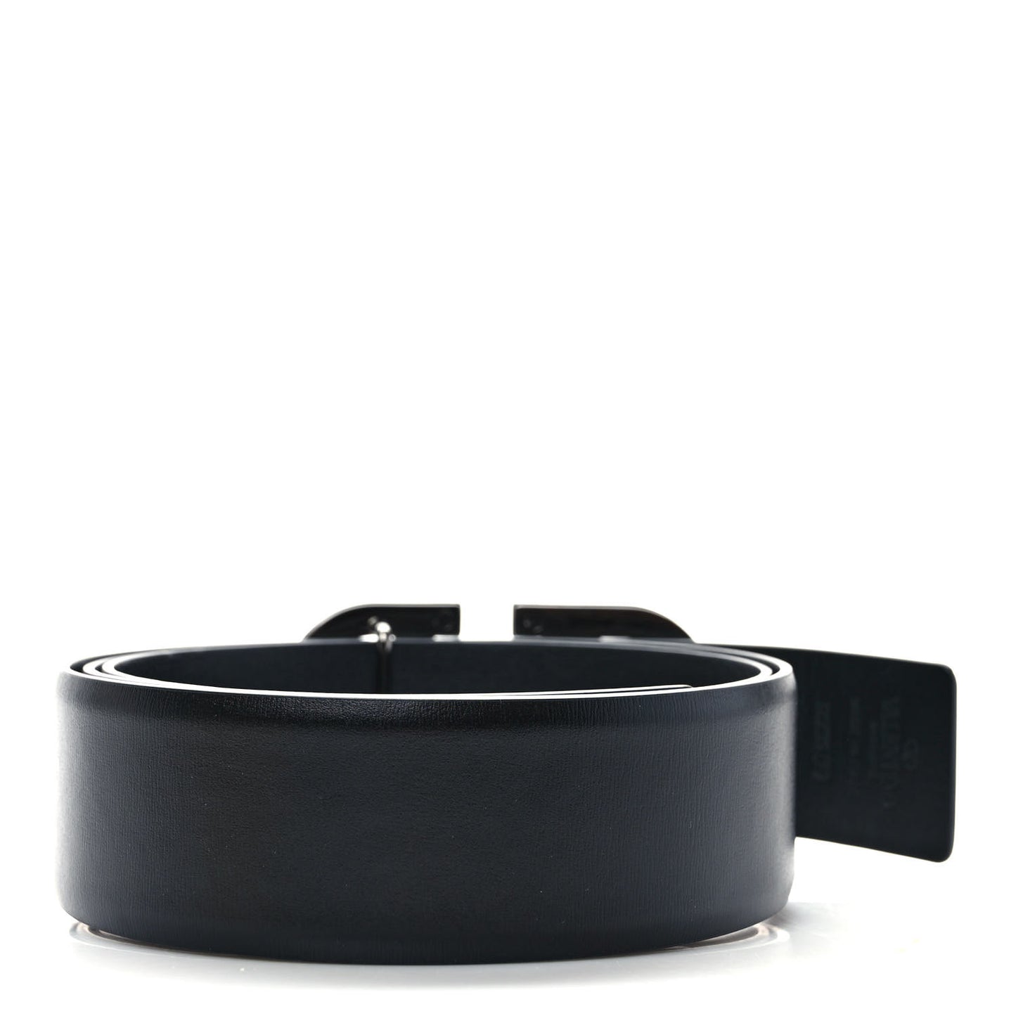 Glossy Calfskin Monochrome VLogo Belt 90 36 Black