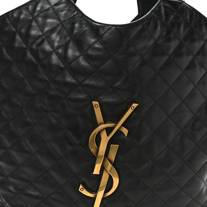 Saint Laurent Lambskin Quilted Maxi Icare Shopping Tote Black 7 of 9