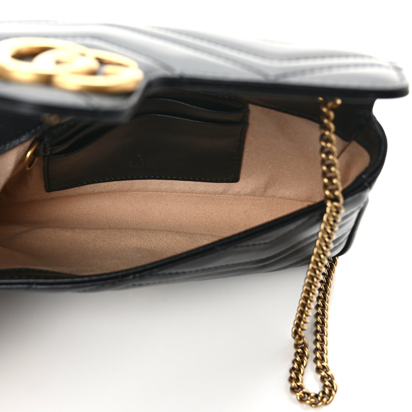Calfskin Matelasse Mini GG Marmont Shoulder Bag With Case Black White