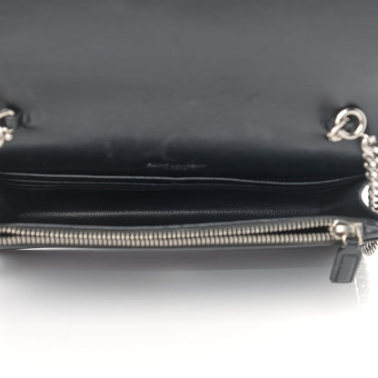 Saint Laurent Calfskin Star Print Monogram Kate Tassel Chain Wallet Black Silver 5 of 9