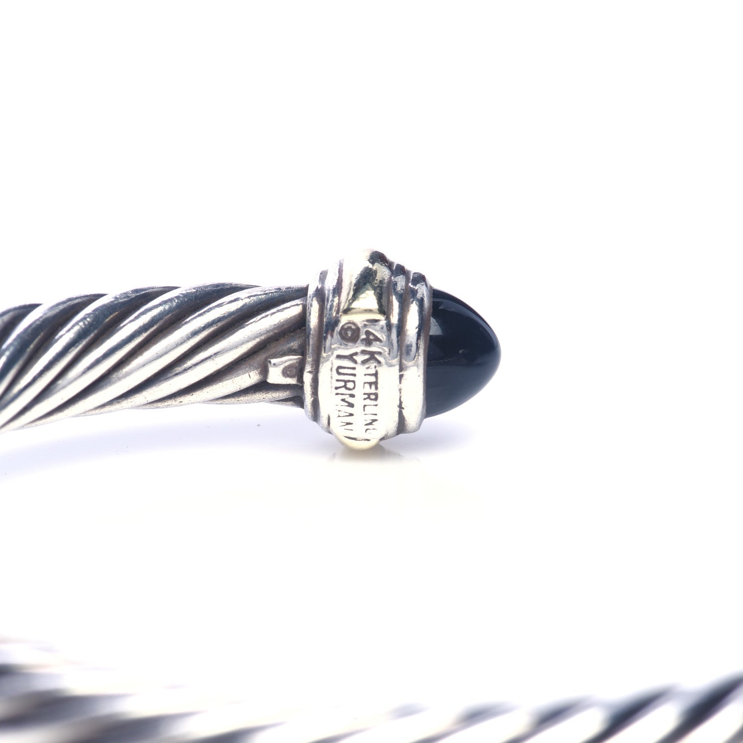 David Yurman Sterling Silver 14K Yellow Gold Black Onyx 7mm Cable Classics Bracelet 5 of 5