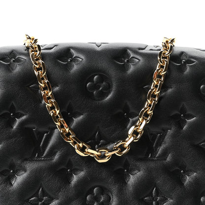 Louis Vuitton Lambskin Embossed Monogram Pochette Coussin Black 7 of 9