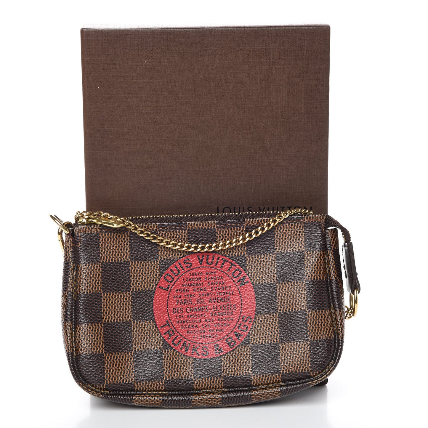 Damier Ebene Complice Trunks and Bags Mini Pochette Accessories Red