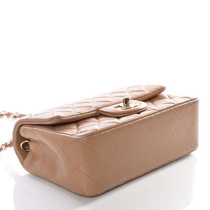 Chanel Lambskin Quilted Mini Rectangular Flap Beige 3 of 10