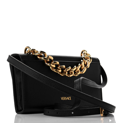 Versace Grained Calfskin La Medusa Wallet On Chain Black 2 of 8