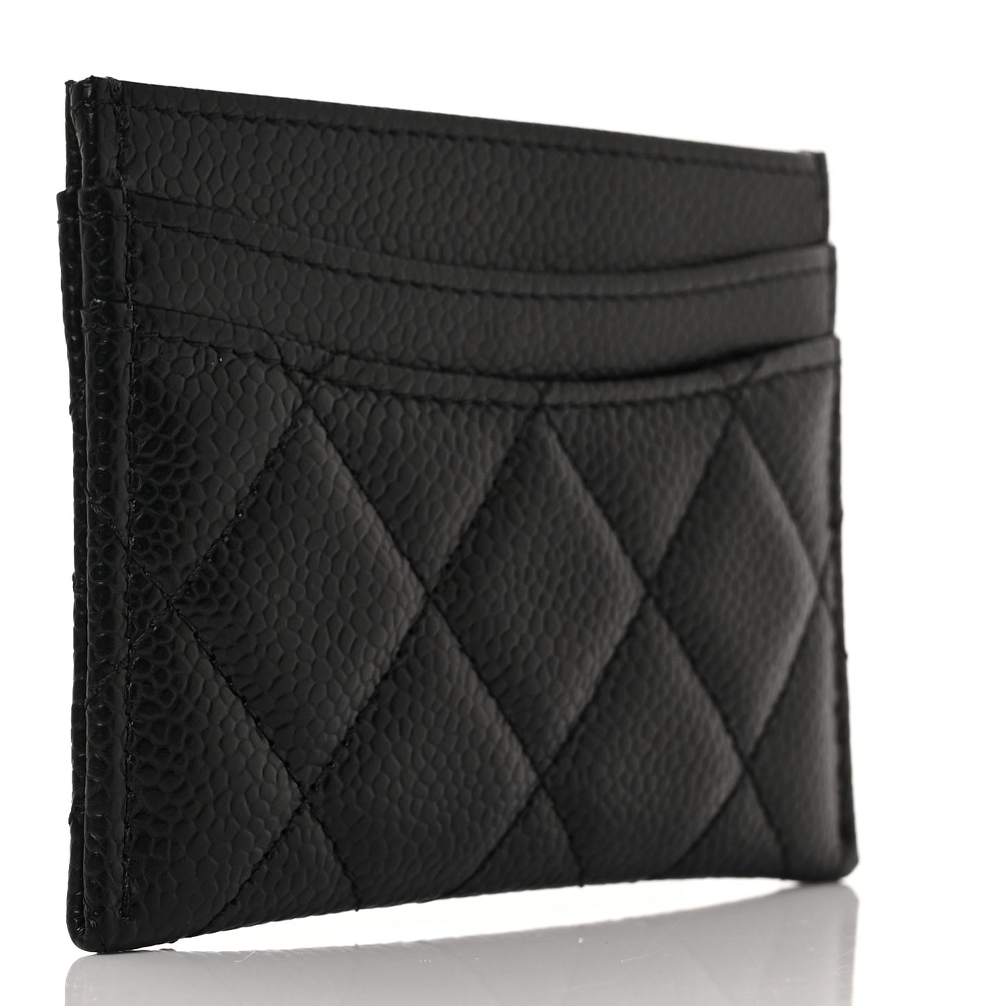 Caviar Quilted Card Holder Black