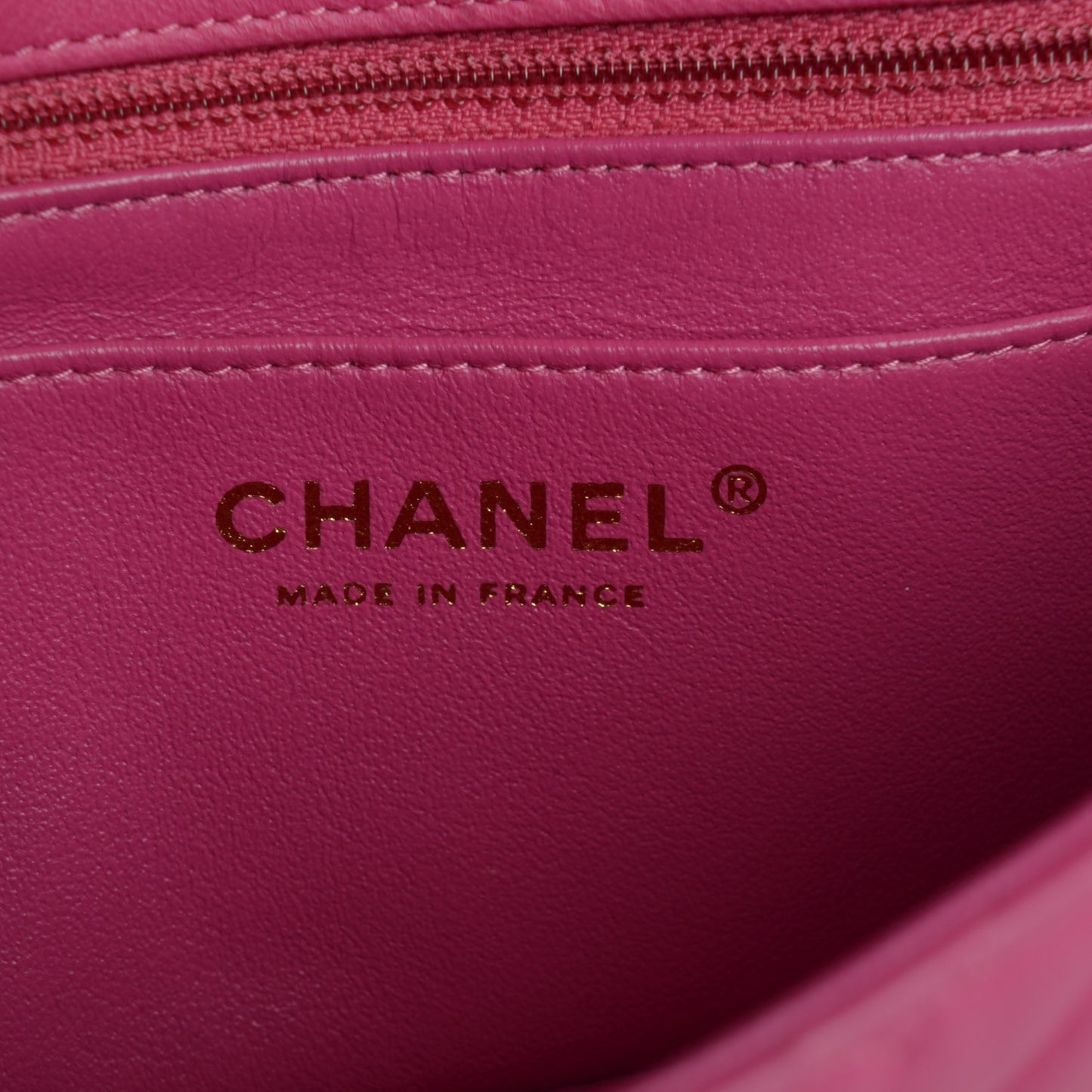 Lambskin Chevron Quilted Mini Rectangular Flap Fuchsia