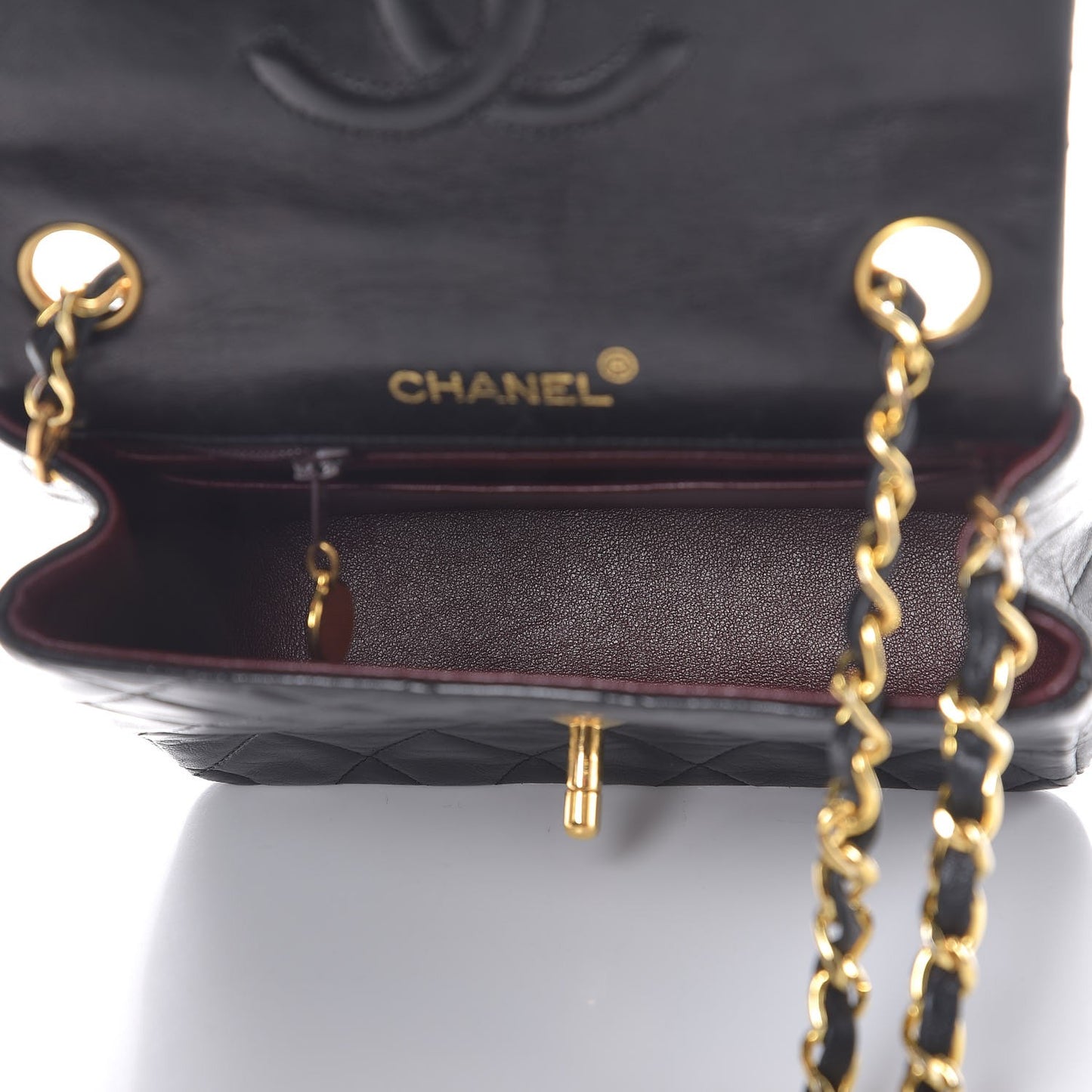 Lambskin Quilted Mini Square Flap Black