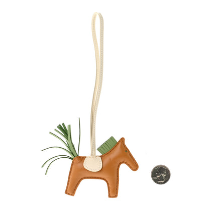 Hermes Milo Lambskin Grigri Rodeo Horse Bag Charm PM Sesame Vert Criquet Craie 2 of 4