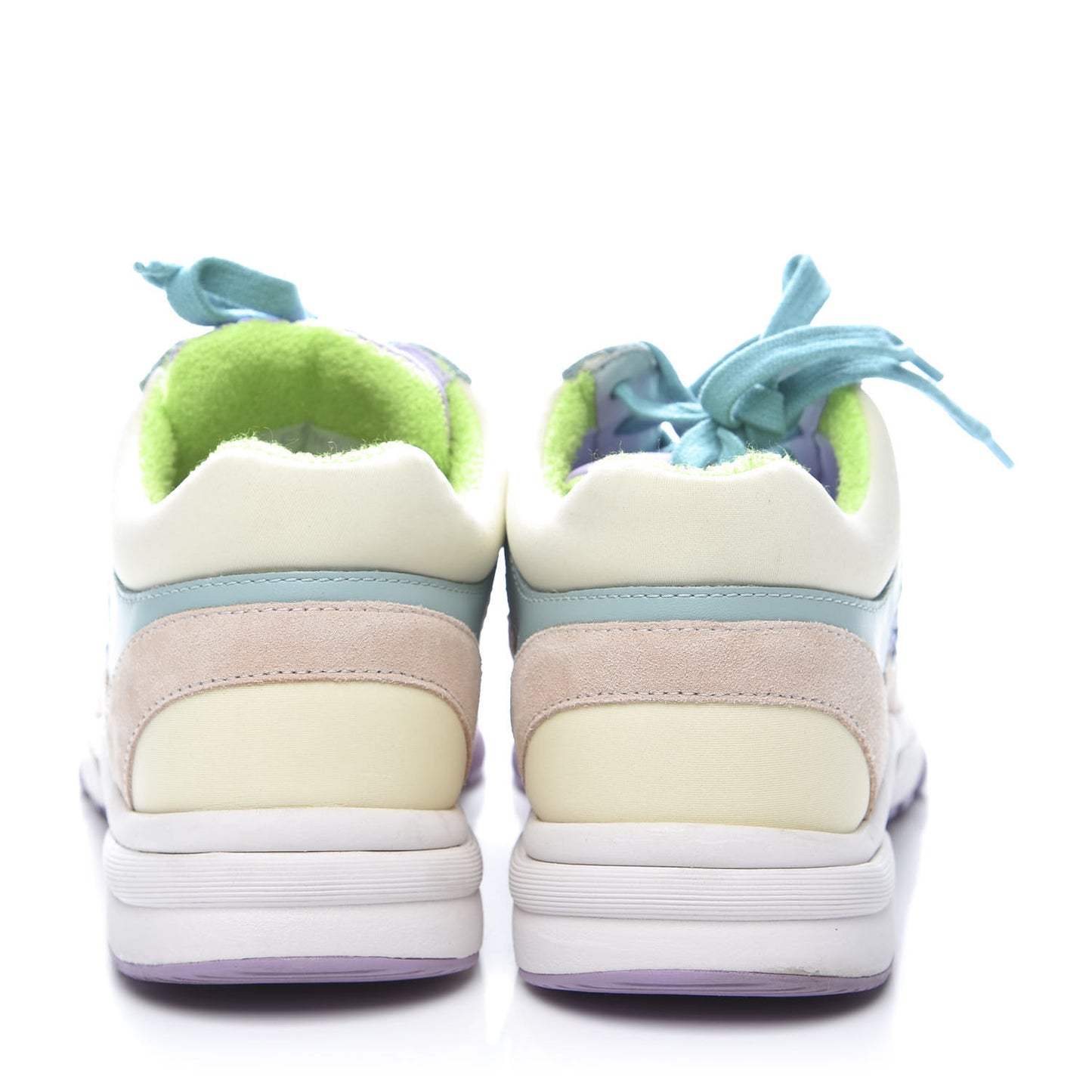 Nylon Lambskin Suede Calfskin CC Sneakers 36 Green Purple Pink