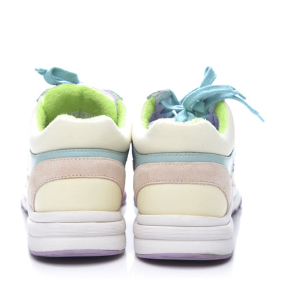Chanel Nylon Lambskin Suede Calfskin CC Sneakers 36 Green Purple Pink 7 of 11