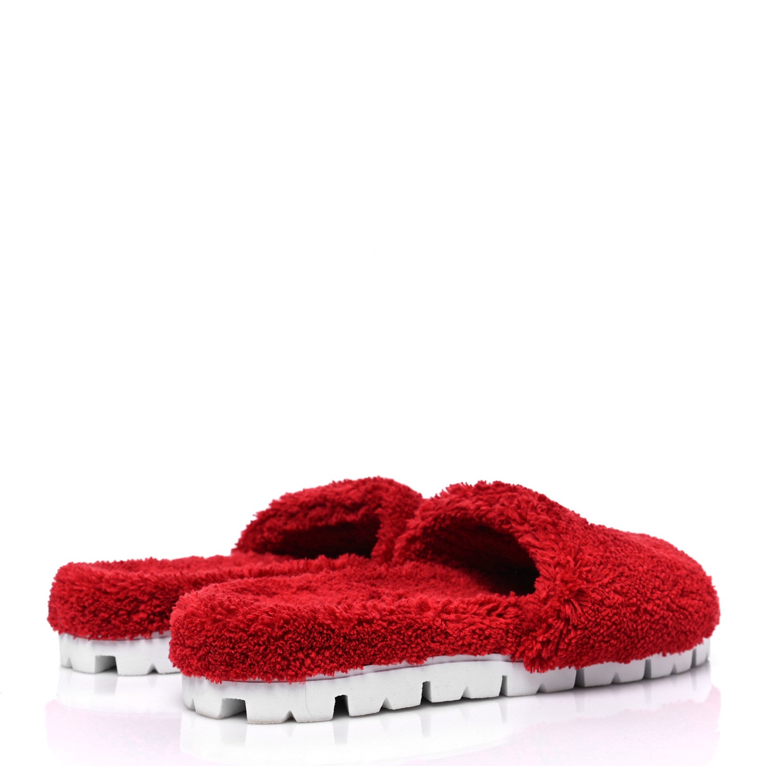 Prada Terry Cloth Logo Lug Sole 20mm Slide Sandals 41 Rosso Black 4 of 7