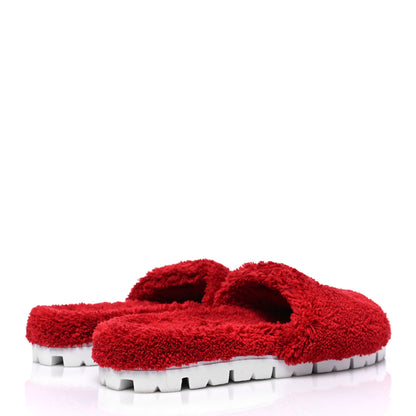 Prada Terry Cloth Logo Lug Sole 20mm Slide Sandals 41 Rosso Black 4 of 7