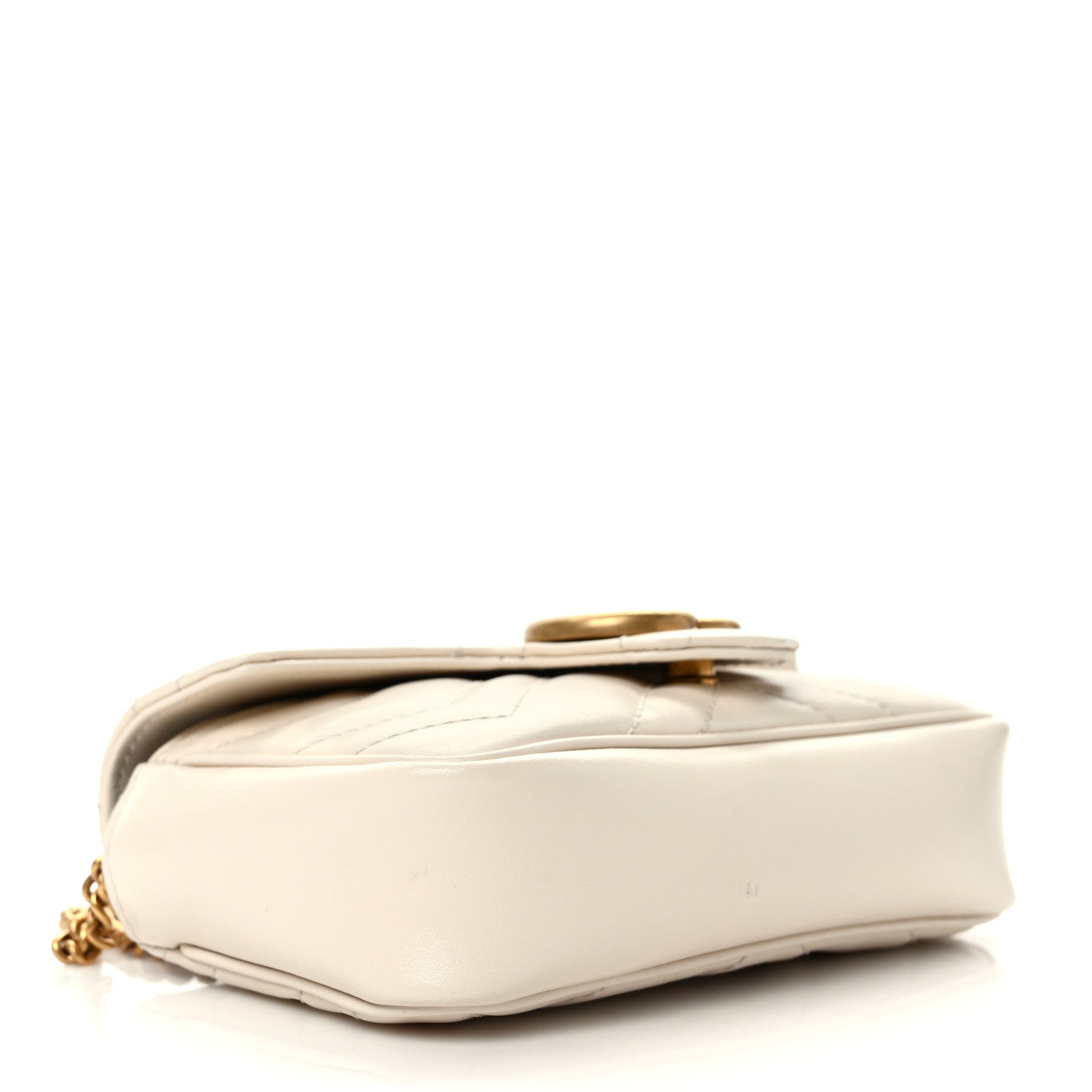 Gucci Calfskin Matelasse Super Mini GG Marmont Shoulder Bag White 4 of 10
