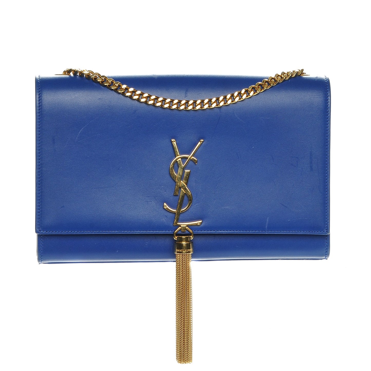 Smooth Calfskin Medium Classic Monogram Kate Tassel Satchel Royal Blue
