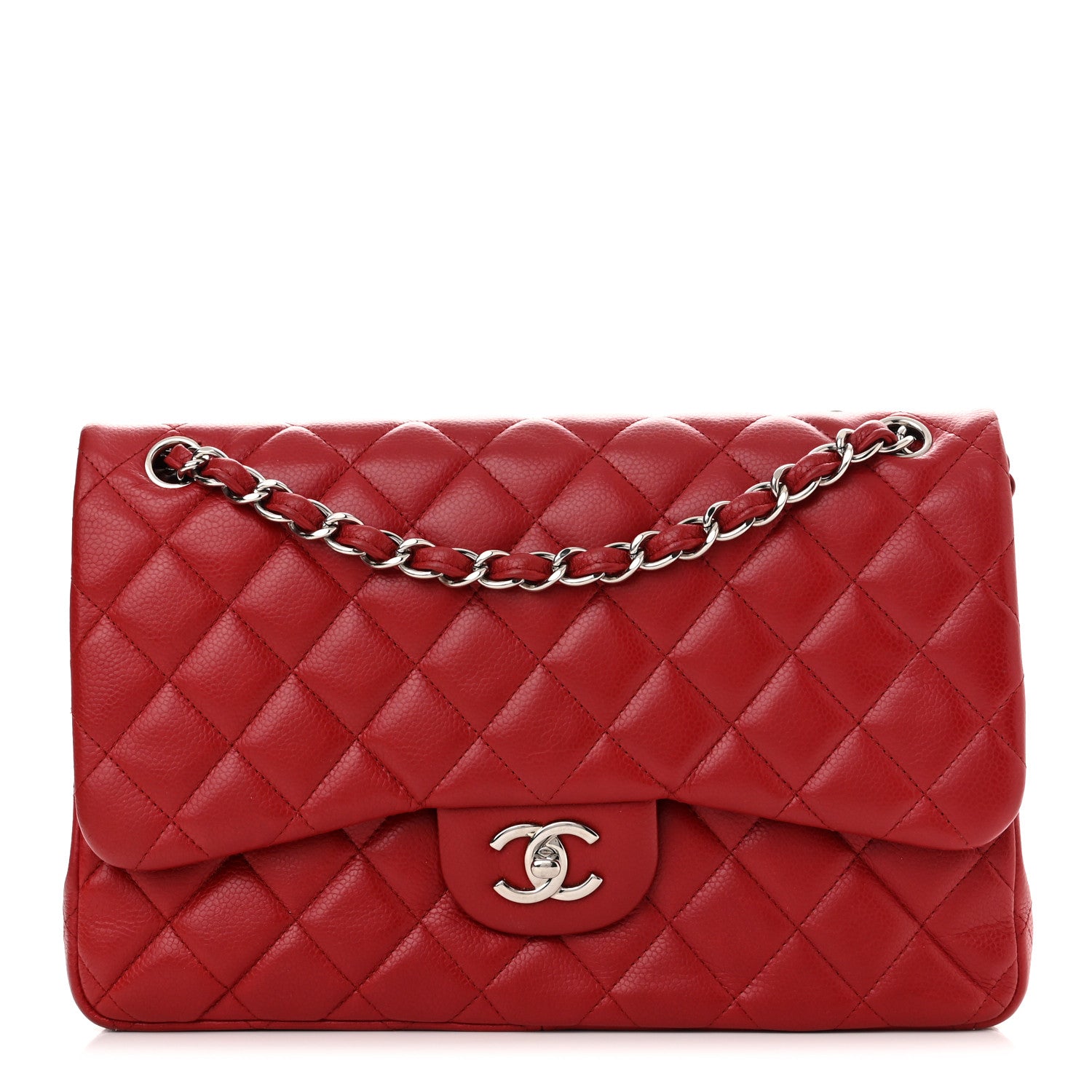 Chanel Caviar Quilted Jumbo Double Flap Dark Red 1 of 10
