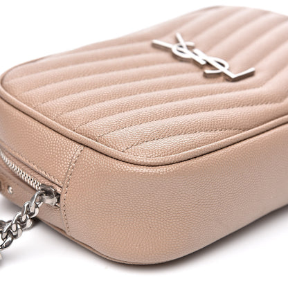 Saint Laurent Grain De Poudre Matelasse Monogram Mini Lou Camera Bag Dark Beige 8 of 13